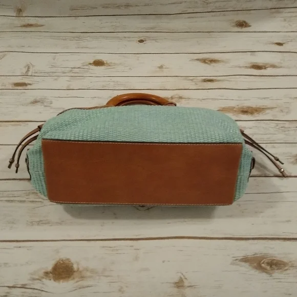 Fossil Woven Rattan Soft Seafoam Green Satchel Bag - Picture 5 of 16